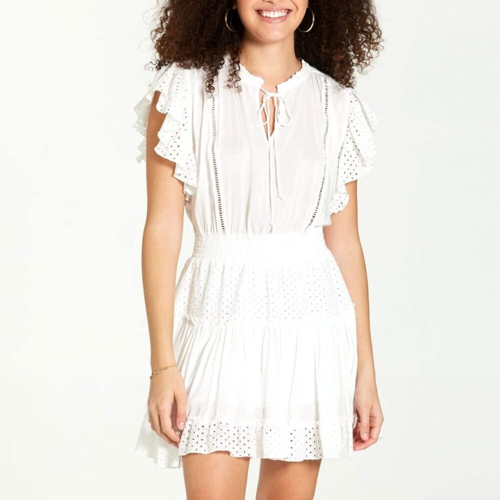NWT - Dear John Nayeli White Eyelet Mini Dress